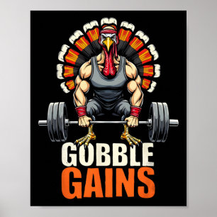 Grappige Thanksgiving Turkije Gobble Krijgt Gym Wo Poster