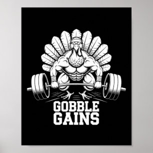 Grappige Thanksgiving Turkije Gobble Krijgt Gym Wo Poster