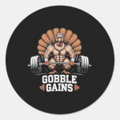 Grappige Thanksgiving Turkije Gobble Krijgt Gym Wo Ronde Sticker (Voorkant)