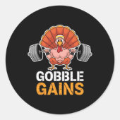 Grappige Thanksgiving Turkije Gobble Krijgt Gym Wo Ronde Sticker (Voorkant)