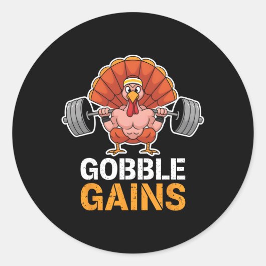 Grappige Thanksgiving Turkije Gobble Krijgt Gym Wo Ronde Sticker (Voorkant)