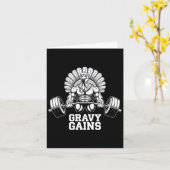 Grappige Thanksgiving Turkije Gravy wint Motivatie Kaart (Gele Bloem)