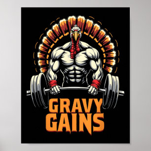 Grappige Thanksgiving Turkije Gravy wint Motivatie Poster
