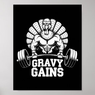 Grappige Thanksgiving Turkije Gravy wint Motivatie Poster