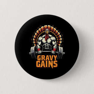 Grappige Thanksgiving Turkije Gravy wint Motivatie Ronde Button 5,7 Cm
