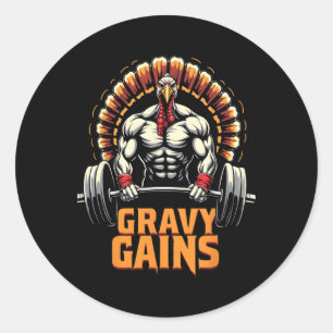 Grappige Thanksgiving Turkije Gravy wint Motivatie Ronde Sticker