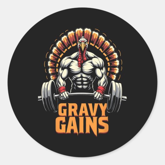Grappige Thanksgiving Turkije Gravy wint Motivatie Ronde Sticker (Voorkant)
