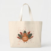 Grappige Thanksgiving Turkije in de Herfst Grote Tote Bag (Voorkant)