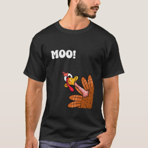 Grappige Thanksgiving Turkije Koe Rundvee Moo Joke T-shirt