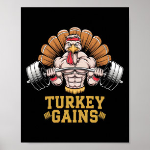 Grappige Thanksgiving Turkije krijgt motivatie gym Poster