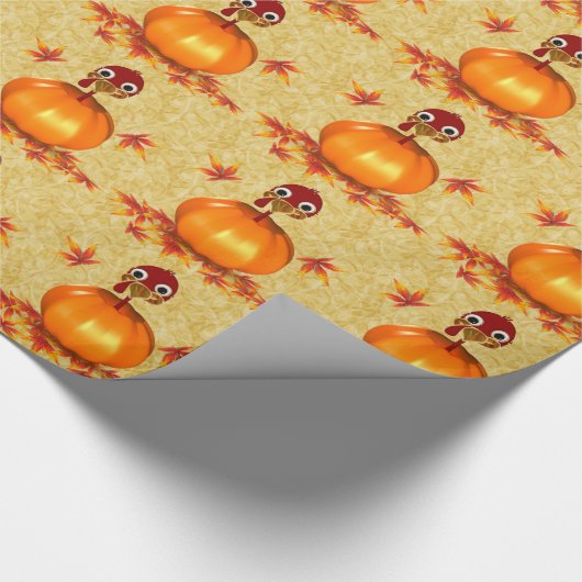Grappige Thanksgiving Turkije pompoen inpakpapier (Hoek)