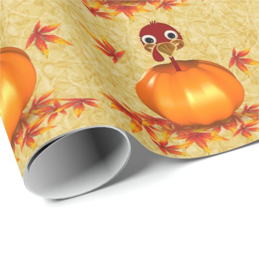 Grappige Thanksgiving Turkije pompoen inpakpapier (Rol Hoek)
