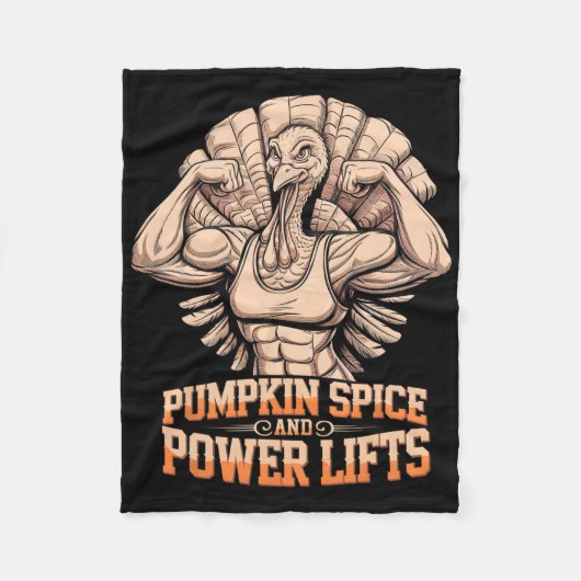 Grappige Thanksgiving Turkije Powerlifting Gym Wor Fleece Deken (Voorkant)