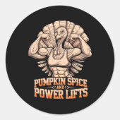 Grappige Thanksgiving Turkije Powerlifting Gym Wor Ronde Sticker (Voorkant)