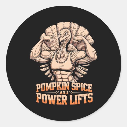 Grappige Thanksgiving Turkije Powerlifting Gym Wor Ronde Sticker (Voorkant)