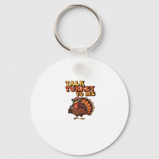 Grappige Thanksgiving Turkije Retro 70s Talk Turki Sleutelhanger (Voorkant)