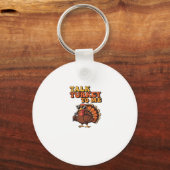 Grappige Thanksgiving Turkije Retro 70s Talk Turki Sleutelhanger (Voorkant)