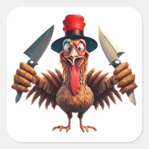 Grappige Thanksgiving Turkije Wraak - Kerstmis Vierkante Sticker