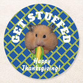 Grappige Thanksgiving voor hamsters Ronde Kartonnen Onderzetter