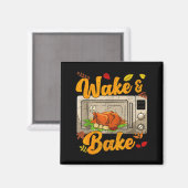 Grappige Thanksgiving Wake Bake Turkey Feestmaal D Magneet (Voorkant / Achterkant)