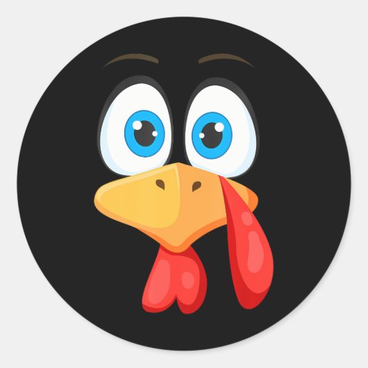 Grappige Thanksgivingen Turkije Gezicht Ronde Sticker (Voorkant)