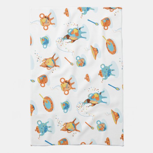 Grappige thee - feest. keukenhanddoek (Verticaal)