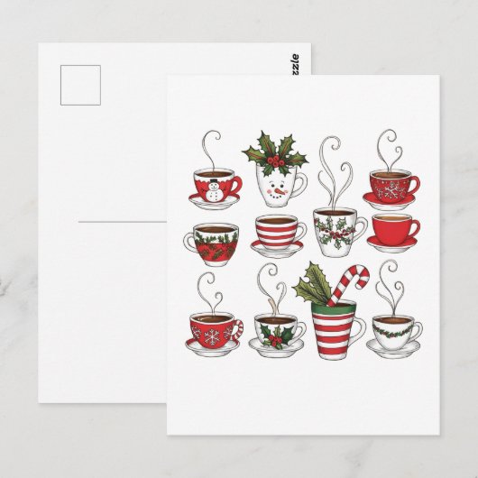 Grappige thee mokken kersttijd briefkaart (Voorkant / Achterkant)
