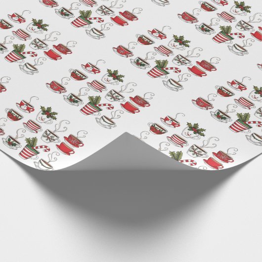 Grappige thee mokken kersttijd cadeaupapier (Hoek)