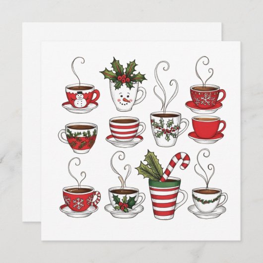 Grappige thee mokken kersttijd kaart (Voorkant / Achterkant)