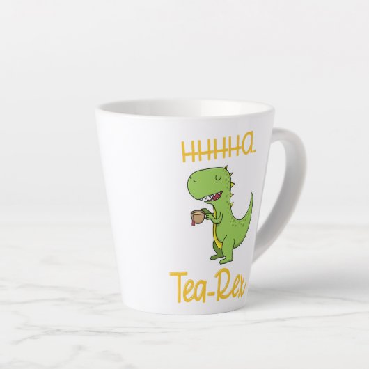 Grappige thee rex tyrannosaurus dinosaurus nippen latte mok (Rechterhoek)