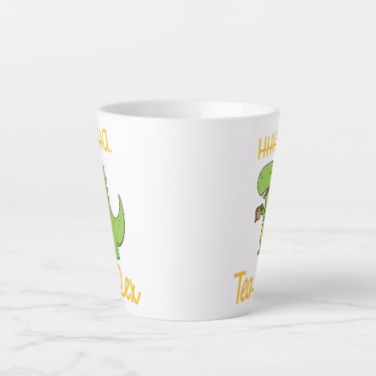 Grappige thee rex tyrannosaurus dinosaurus nippen latte mok (Voorkant)