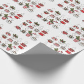 Grappige theekopjes kersttijd cadeaupapier (Hoek)
