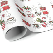 Grappige theekopjes kersttijd cadeaupapier (Rol Hoek)