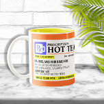 Grappige theemok met doktersrecept tweekleurige koffiemok<br><div class="desc">Voeg een naam toe aan deze grappige 'recept' hottea mok voor een perfect uniek cadeauidee! Of,  vul je eigen recept voor iets voor jezelf.</div>