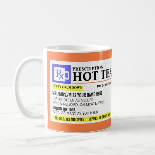 Grappige theemok met doktersrecept tweekleurige koffiemok (Links)