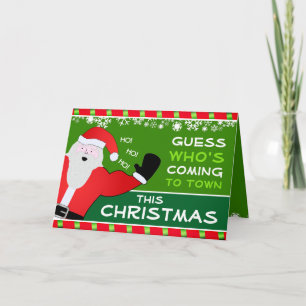 Grappige Thuis Komende Zing-samen Met Kerstman Feestdagen Kaart