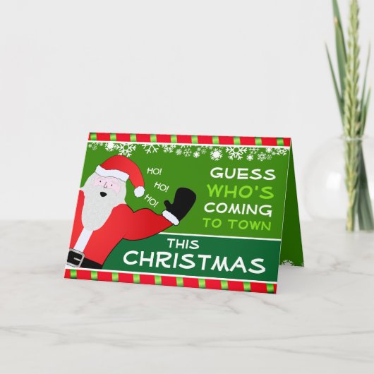 Grappige Thuis Komende Zing-samen Met Kerstman Feestdagen Kaart (Voorkant)