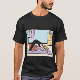 Grappige thuis yoga posities kat en hond omlaag ki t-shirt