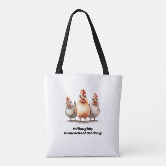 Grappige thuisschool kip tote bag (Achterkant)