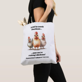 Grappige thuisschool kip tote bag