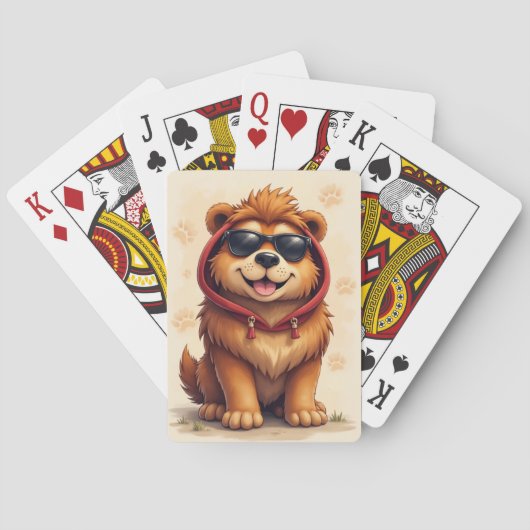 Grappige Tibetaanse Mastiff Kawaii Hond Pokerkaarten (Achterkant)