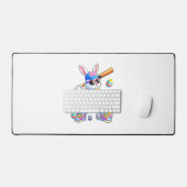 Grappige Tie Dye Konijn Honkbal Paashaas Mannen Jo Bureaumat (Keyboard & Muis)