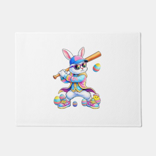 Grappige Tie Dye Konijn Honkbal Paashaas Mannen Jo Deurmat (Voorkant)