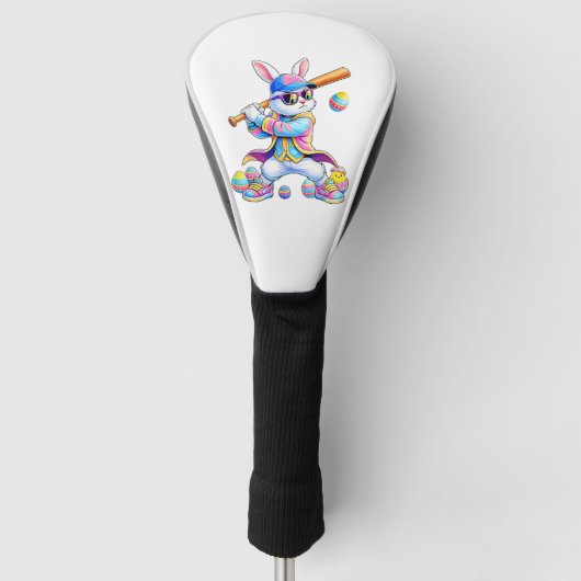 Grappige Tie Dye Konijn Honkbal Paashaas Mannen Jo Golfheadcover (Voorkant)