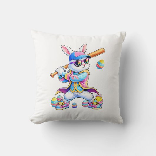 Grappige Tie Dye Konijn Honkbal Paashaas Mannen Jo Kussen (Voorkant)