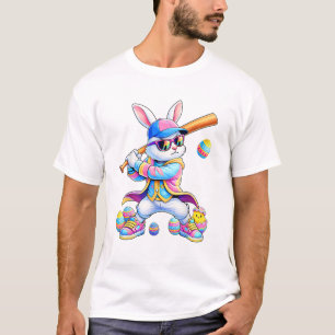 Grappige Tie Dye Konijn Honkbal Paashaas Mannen Jo T-shirt