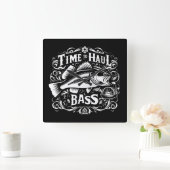 Grappige tijd om Bass Vissen Boat Haul Vierkante Klok (Huis)