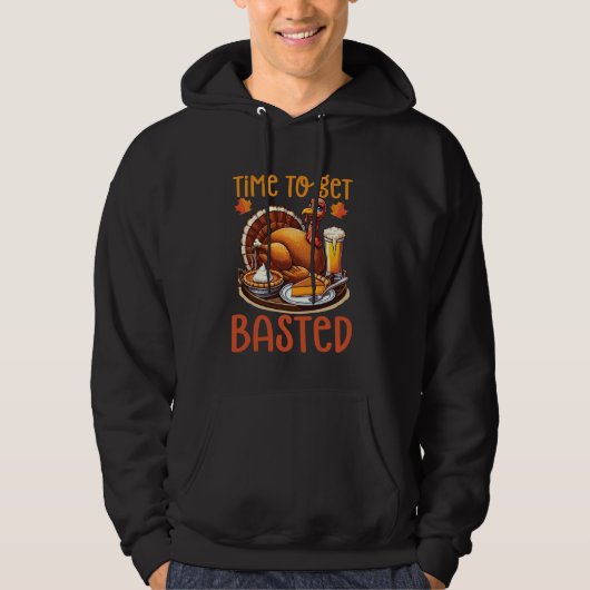 Grappige tijd om Bastes Turkey Beer Herfst Thanksg Hoodie (Voorkant)