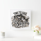 Grappige tijd voor Haul Bass Gevist Vierkante Klok (Huis)