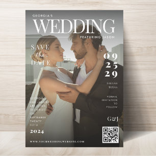 Grappige tijdschriftcover donkere foto unieke brui save the date